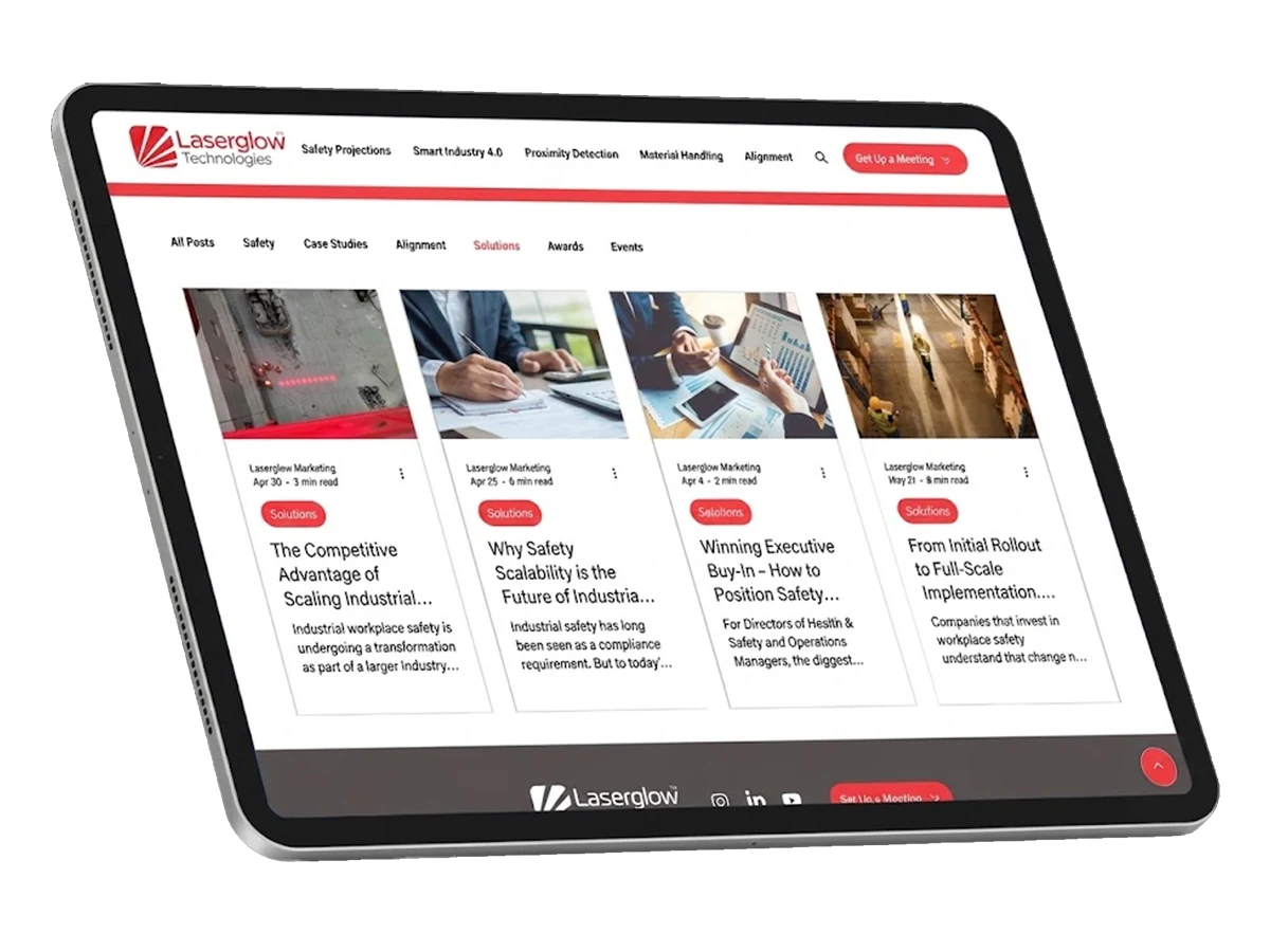 The Laserglow newsletter open on a tablet