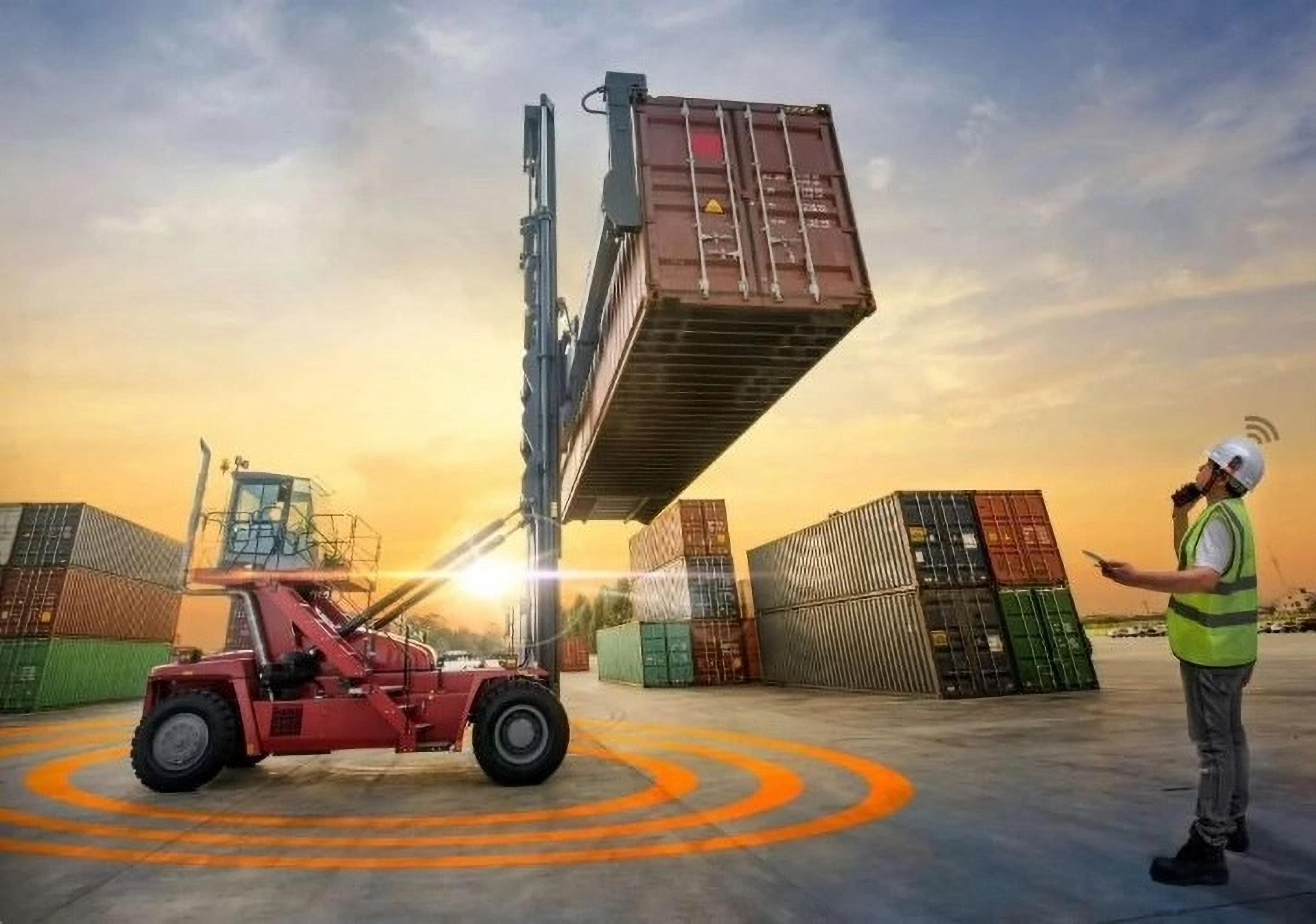 Vehicle Tag detects nearby forklift and sends a signal to an operator