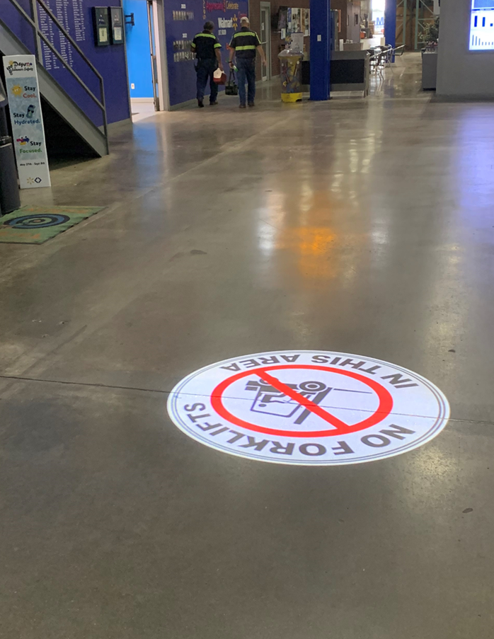 SafetyCast Projected Sign "No Forklifts in this area"